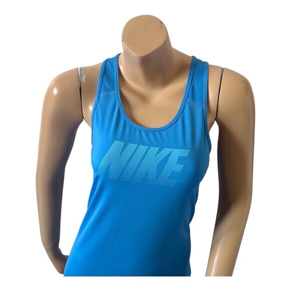 NIKE PRO Womens Size Medium Blue Sleeveless Logo Athletic Running Tank Top Shirt - Picture 5 of 6